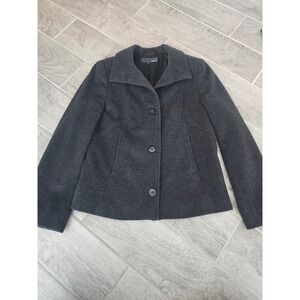 Hennes H&M Gray Cashmere Wool Blend Short PeaCoat Jacket‎ Size 10 Women's